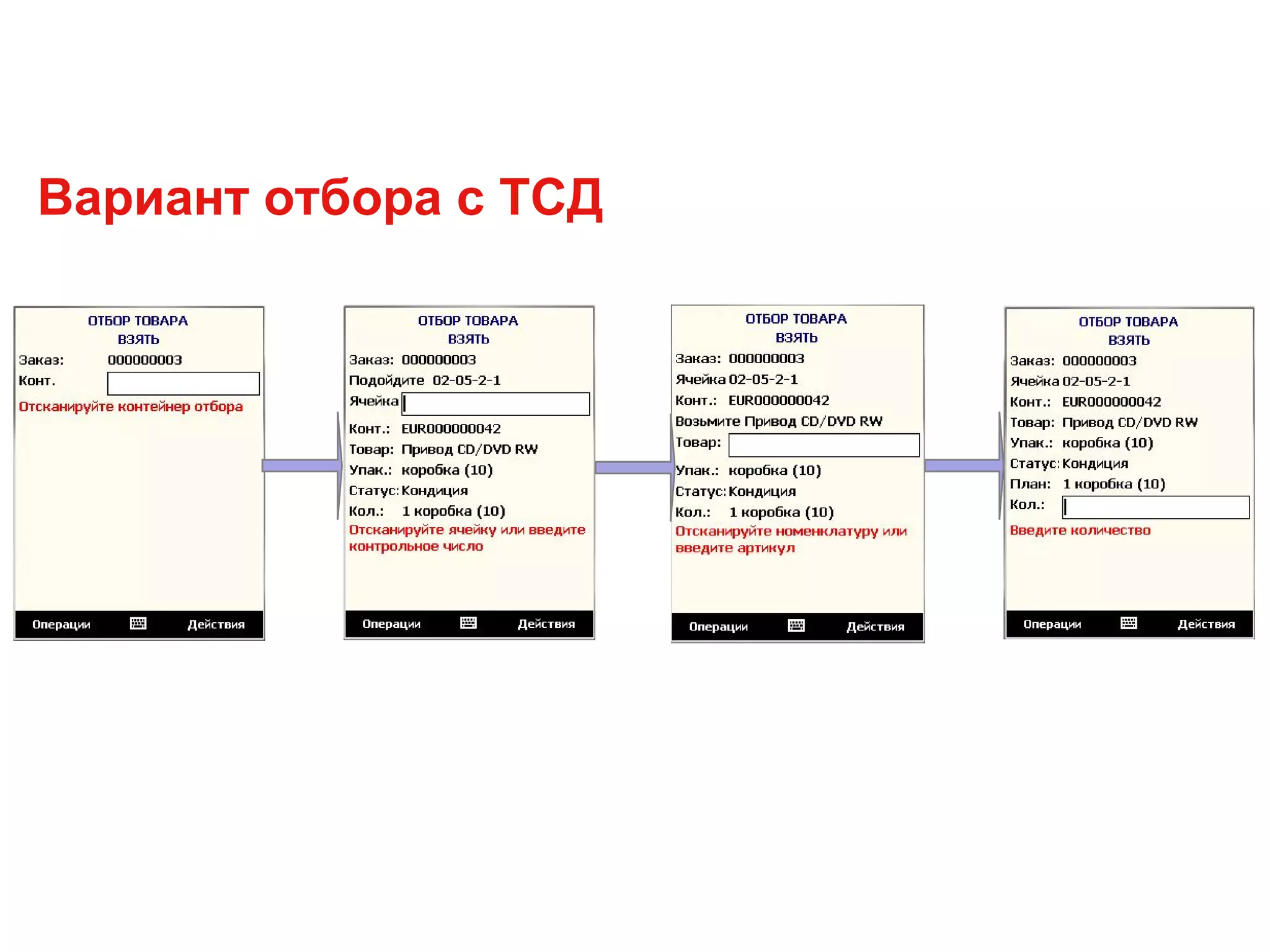 Вариант отбора с ТСД
 