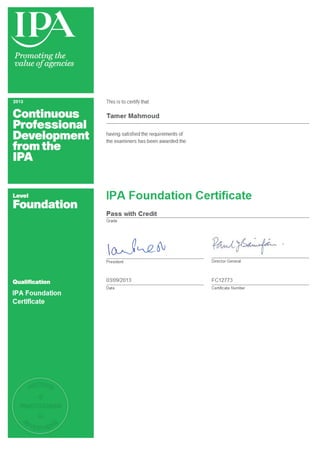 IPA Certification
