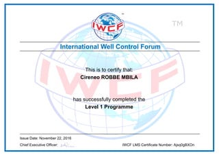 IWCF Certificate level 1 programme | PDF