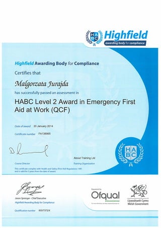 First Aid certificate p1