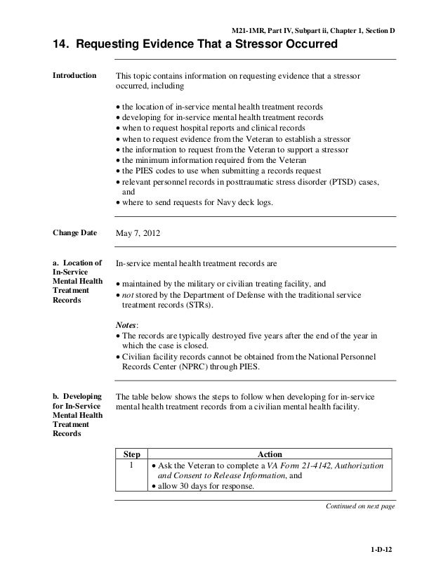 MST AND PTSD M21-1MRIV_ii_1_SecD