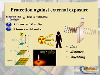 Atomic Energy
Authority of Egypt
• time
• distance
• shielding
Protection against external exposure
 