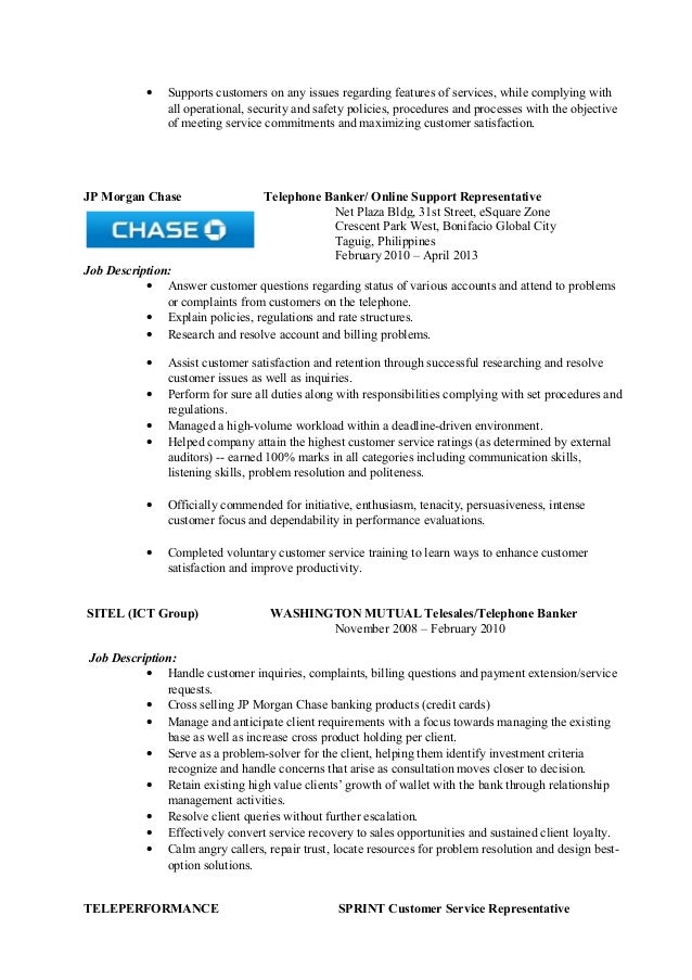 online customer service representative job description