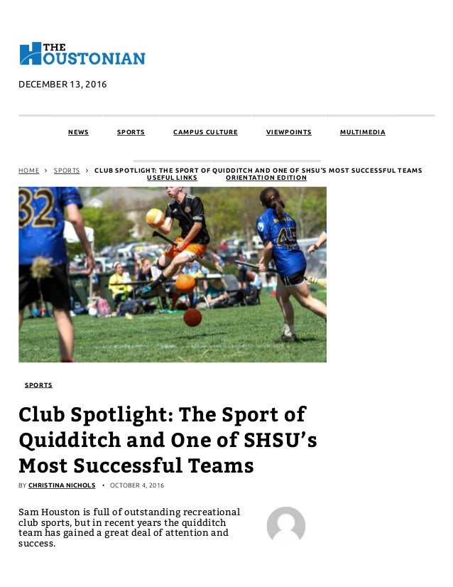 Quidditch One Of Shsu S Most Successful Teams The Houstonian