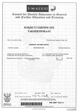 Engineering Science N3 Certificate