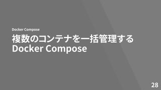 複数のコンテナを一括管理する
Docker Compose
Docker Compose
28
 