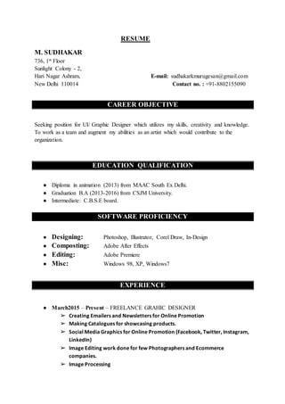 Sudhakar Resume | DOCX