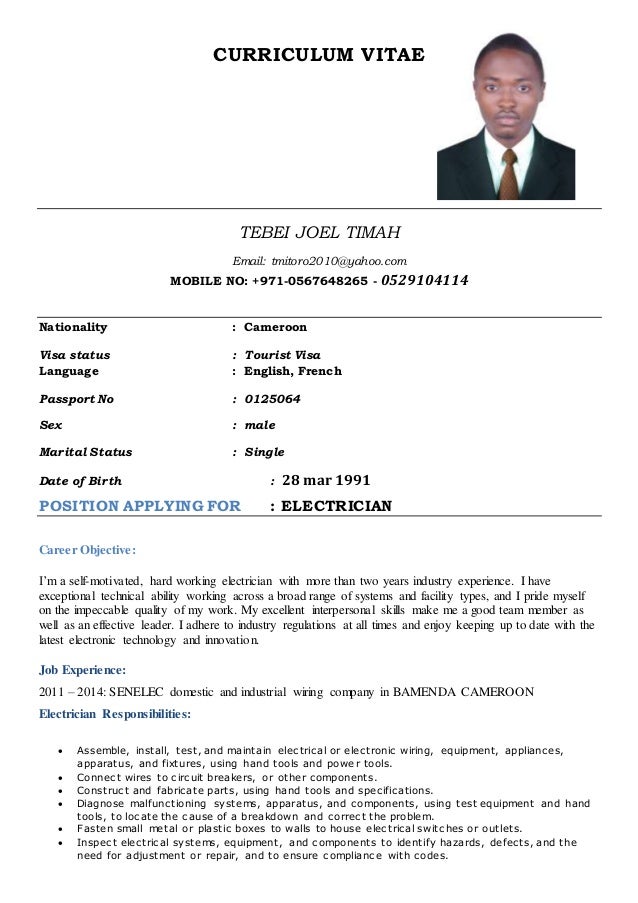 electrician cv example