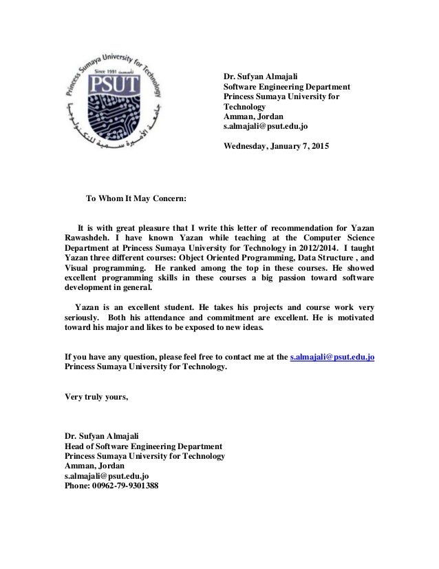 recommendation letter for yazan rawashdeh science teacher recommendation letter