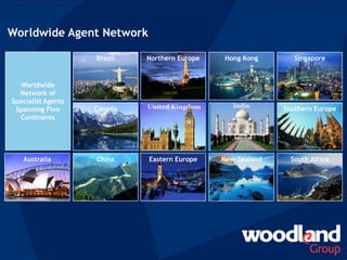 Media
Brazil
Worldwide Agent Network
Worldwide
Network of
Specialist Agents
Spanning Five
Continents
Australia
Canada
China
Northern Europe
Eastern Europe New Zealand
Hong Kong Singapore
Southern Europe
South Africa
 