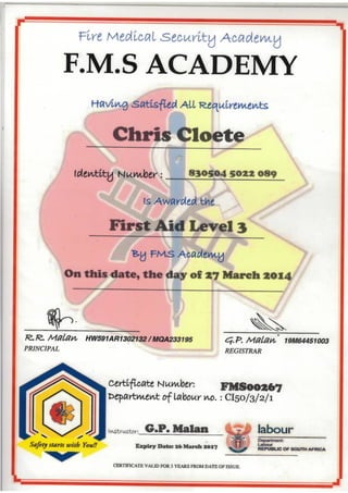 CHRIS first aid level 3 (1)