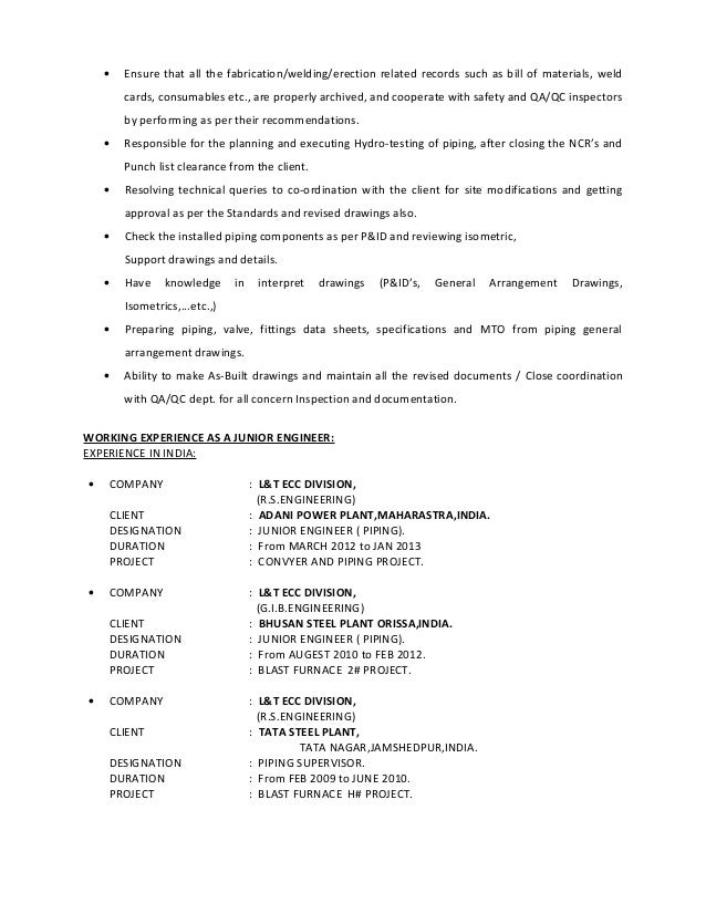 structural supervisor resume