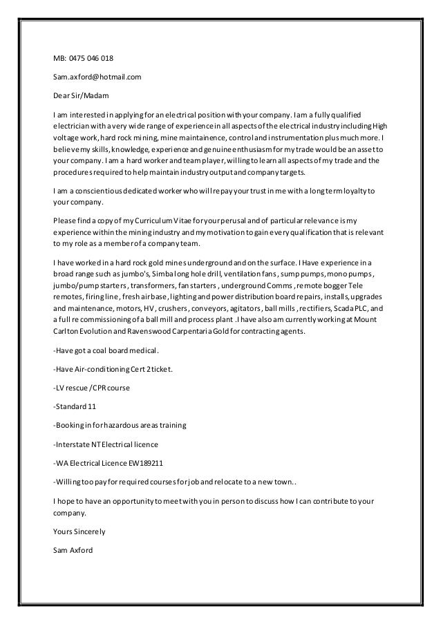 Cover Letter Sam Axford Cover Letter Sam Axford