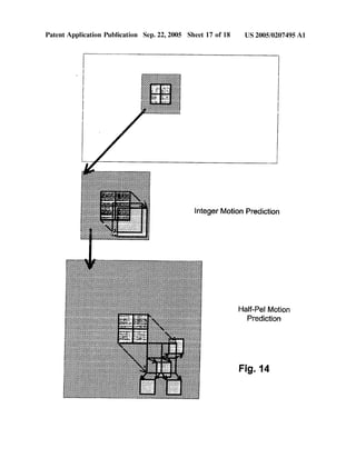 Patent Application Publication Sep. 22, 2005 Sheet 17 0f 18 US 2005/0207495 A1
/////// Integer Motion Prediction
HaIf-Pel Motion
/ Prediction
Fig. 14
 