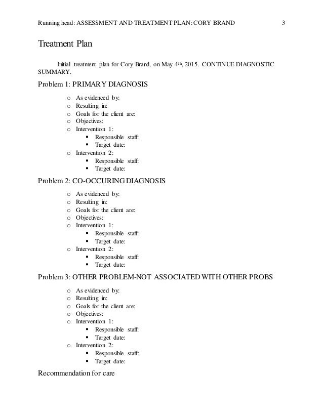 Treatment Plan Format - FREE DOWNLOAD