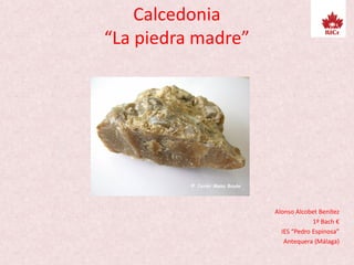 Calcedonia
“La piedra madre”
Alonso Alcobet Benítez
1º Bach €
IES “Pedro Espinosa”
Antequera (Málaga)
 