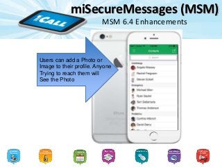 miSecureMessages (MSM)
MSM 6.4 Enhancements
Users can add a Photo or
Image to their profile. Anyone
Trying to reach them will
See the Photo
 