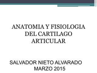 ANATOMIA Y FISIOLOGIA
DEL CARTILAGO
ARTICULAR
SALVADOR NIETO ALVARADO
MARZO 2015
 