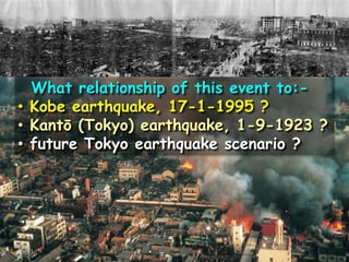  30,000 transitional houses  to be supplied in two months: construction has started on 4,216 damage estimated at €216 billion  ($309 billion) - more than twice the  cost of 1995 Kobe earthquake (€92 bn) insured property losses: 4.5-11.3%Fukushima DaiichiReactors 1, 2 and 3:-damage to the cores from cooling problems