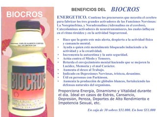 Produce a una buena digestión, en tratamientos para Bajar de Peso y para Controlar Colesterol y Triglicéridos. Excelente Complemento Nutricional durante la Gestación y la Lactancia.En caja de 30 sobres $45.000En bote $38.000