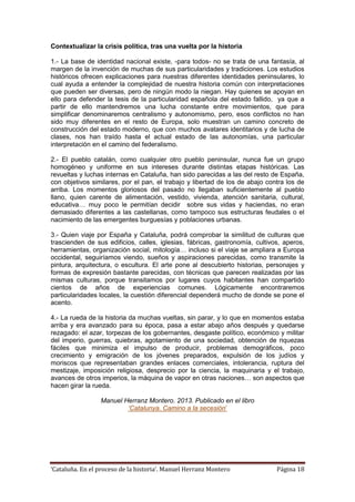 ‘Cataluña. En el proceso de la historia’. Manuel Herranz Montero Página 18
Contextualizar la crisis política, tras una vue...