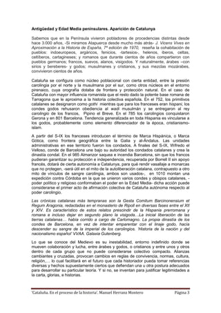‘Cataluña. En el proceso de la historia’. Manuel Herranz Montero Página 3
Antigüedad y Edad Media peninsulares. Aparición ...