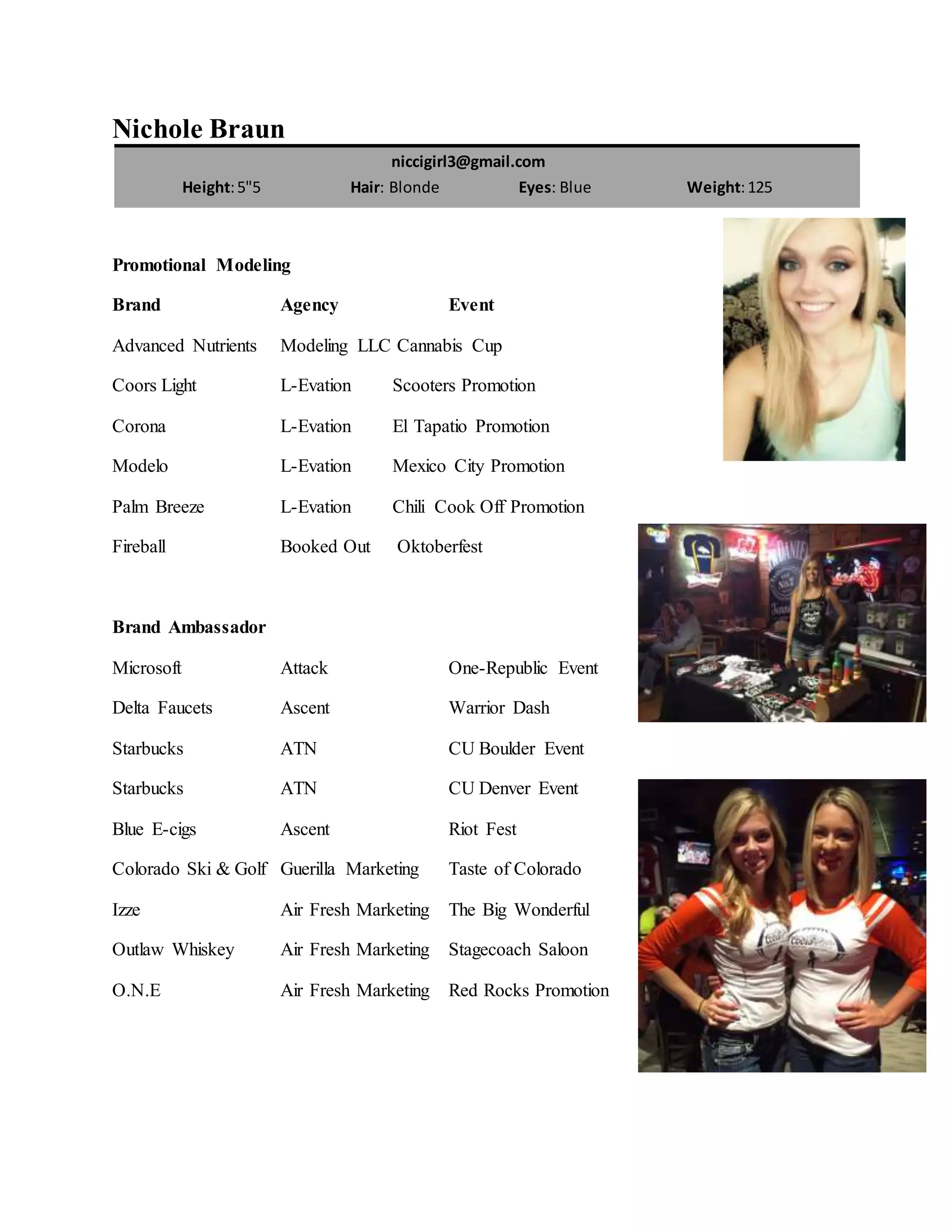 Nichole Braun Promotional Resume - Nichole Braun Promotional Resume 1 2048 