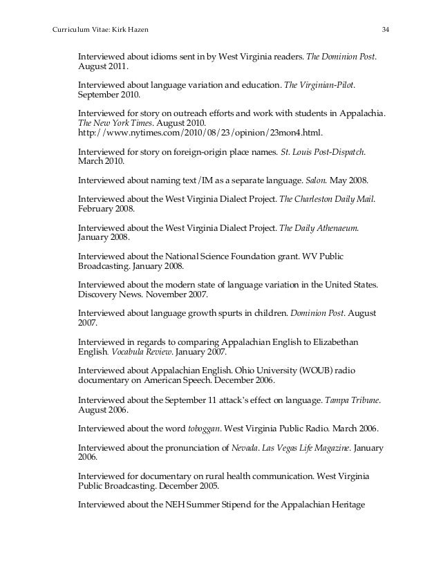 Curriculum vitae sections picture