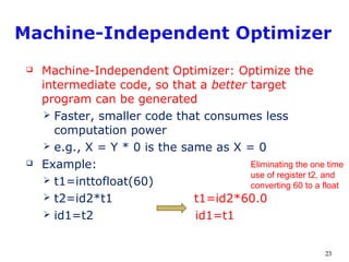 machine code optimization - improving executable... Compiler Construction introduction | PPT