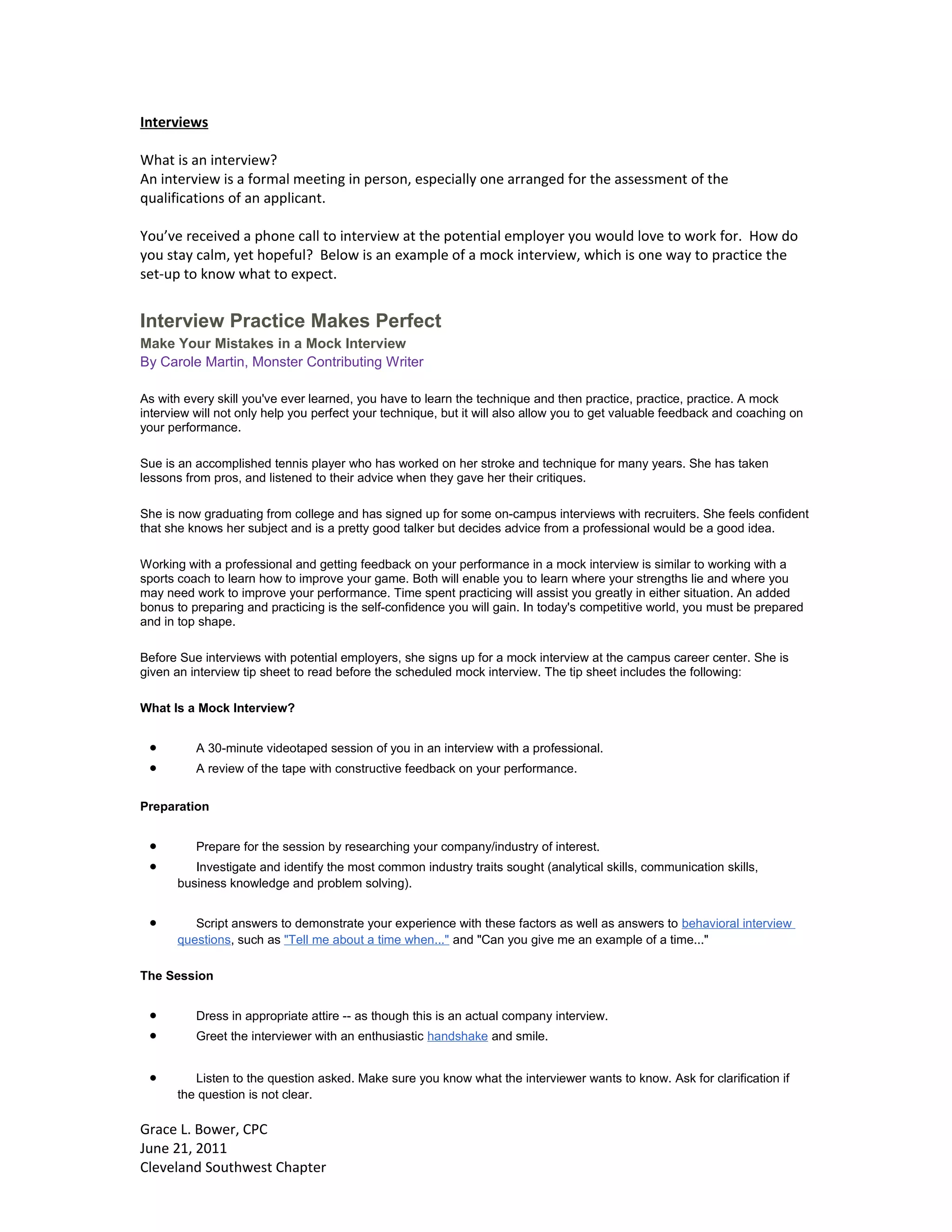 Resumes, Interviews and Workplace Etiquette | DOC