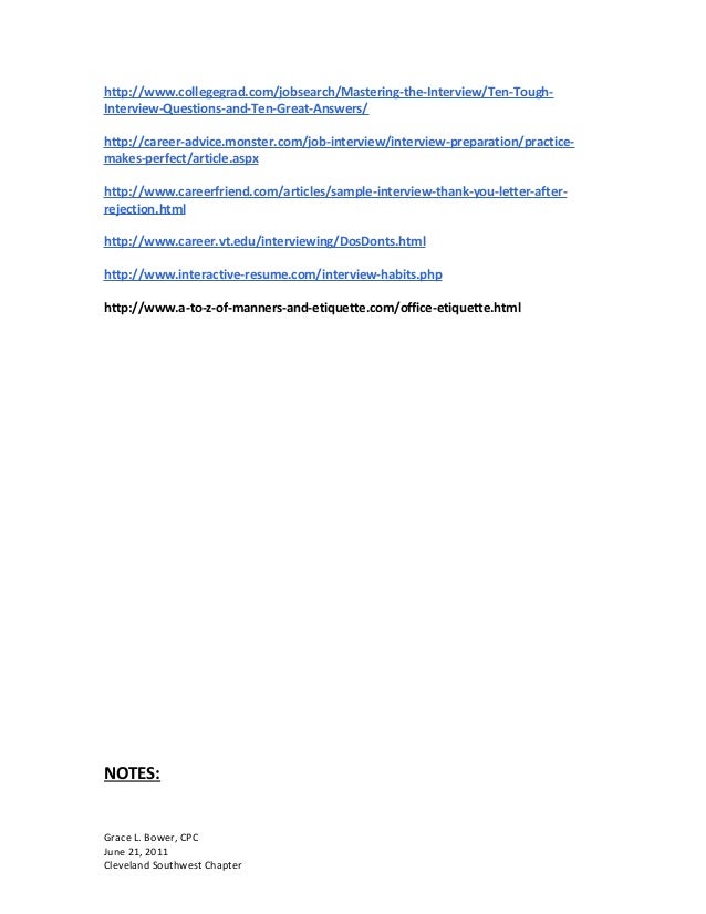 resumes interviews and workplace etiquette