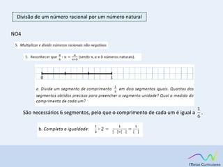 Divisão de um número racional por um número natural
NO4
São necessários 6 segmentos, pelo que o comprimento de cada um é igual a .
 