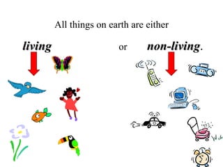 All things on earth are either living   or  non-living . 