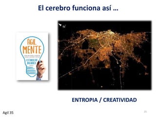 El cerebro funciona así …
25
Agil 35
ENTROPIA / CREATIVIDAD
 