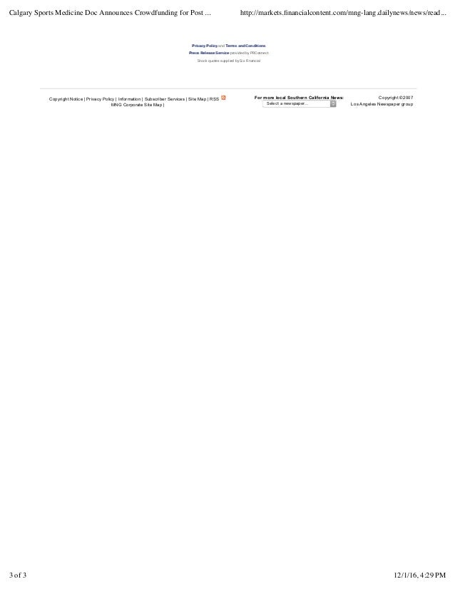 Calgary Sports Medicine Doc Announces Crowdfunding for Post Concussio…