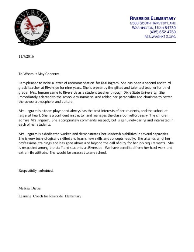 letter of recommendation for kari ingram washington state university letter of recommendation