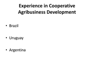 Cooperative Agribusiness Development: What are we learning in Latin America? 