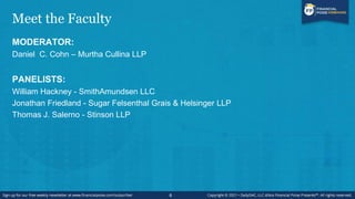 About This Webinar
Nuts & Bolts of a Chapter 11 Plan
As the Bankruptcy Code was designed, a Chapter 11 plan is the ultimat...