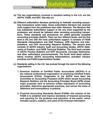 1 CHAPTER 1 Financial Accounting And Accounting Standards ASSIGNMENT ...