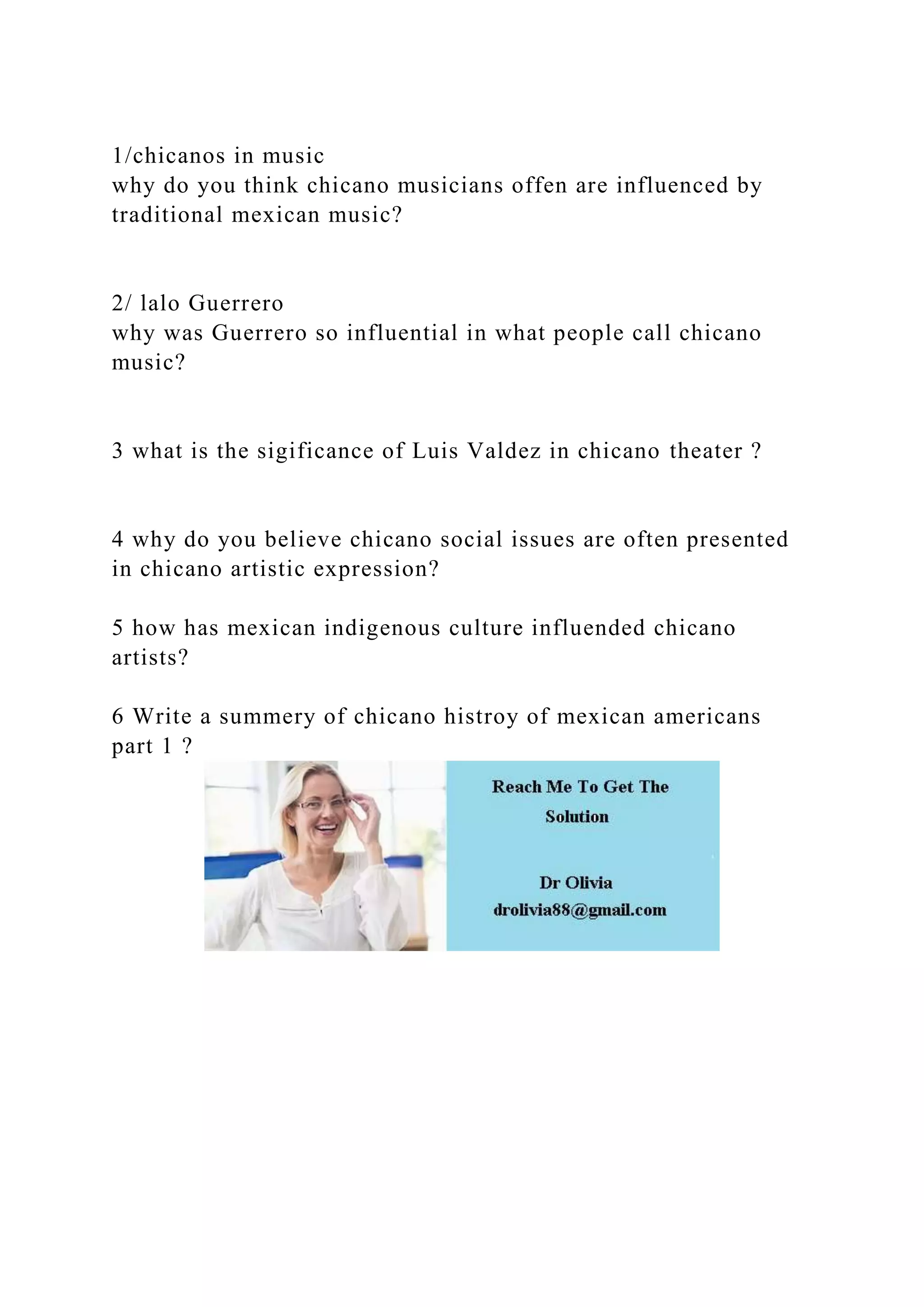 1chicanos in music why do you think chicano musicians offen are i.docx