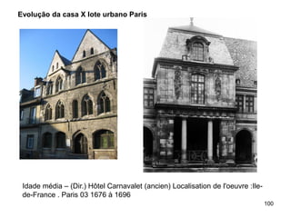 Evolução da casa X lote urbano Paris




 Idade média – (Dir.) Hôtel Carnavalet (ancien) Localisation de l'oeuvre :Ile-
 de-France . Paris 03 1676 à 1696
                                                                                 100
 