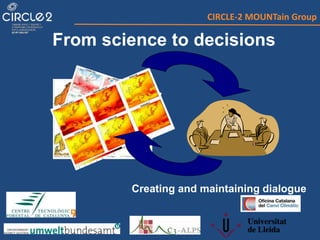 From science to decisions
Creating and maintaining dialogue
CIRCLE-2 MOUNTain Group
 