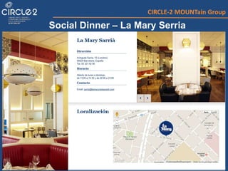 Social Dinner – La Mary Serria
CIRCLE-2 MOUNTain Group
 