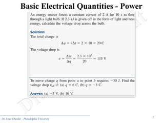 17
Dr. Firas Obeidat – Philadelphia University
Basic Electrical Quantities - Power
 
