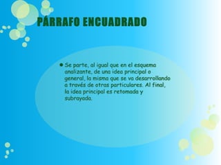 Clases de párrafo según la ubicacion de la  idea principal.