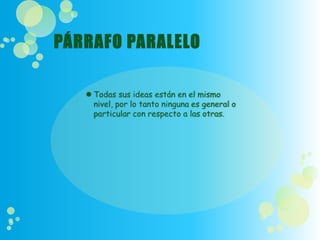 Clases de párrafo según la ubicacion de la  idea principal.