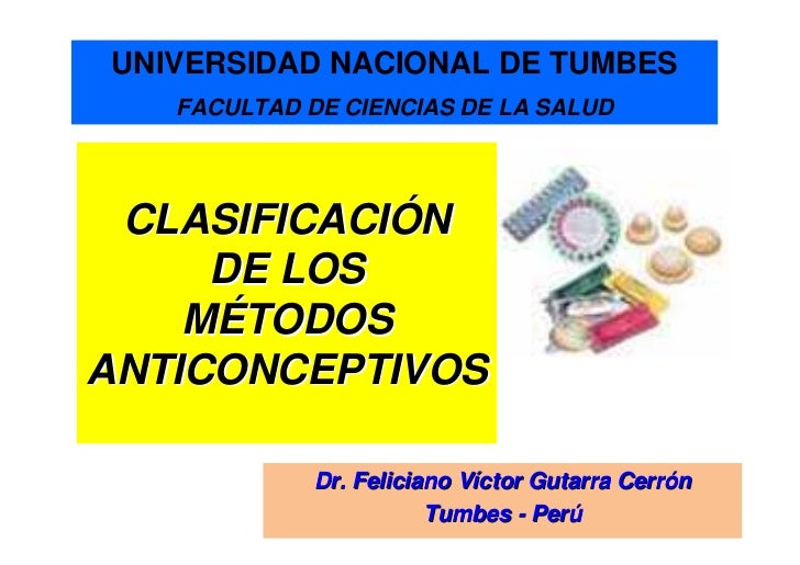 Clasificación de los métodos anticonceptivos