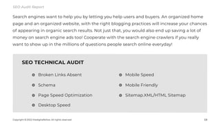 SEO Audit Report
2022 thedigitalfellow. All rights reserved 23
Copyright C
Search engines want to help you by letting you ...