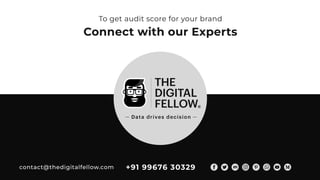 Connect with our Experts
To get audit score for your brand
+91 99676 30329
contact@thedigitalfellow.com
 