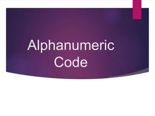 Alphanumeric
Code
 